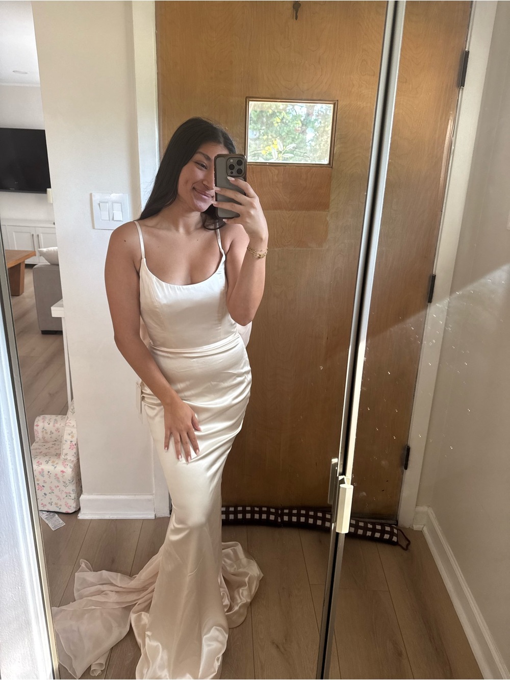 Portia & Scarlett Champagne Dress with bow